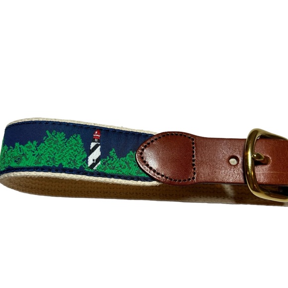 Leather Man Ltd Lighthouses Nautical Belt Leather and Fabric Size 32 - Picture 4 of 10